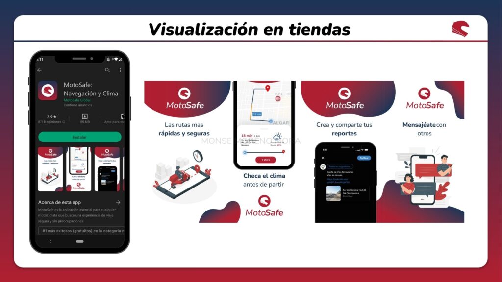 MOTO SAFE visualización en tiendas